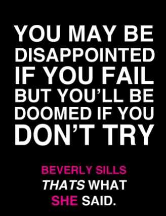 You may be disappointed if you fail, but you will be doomed if you do not try.